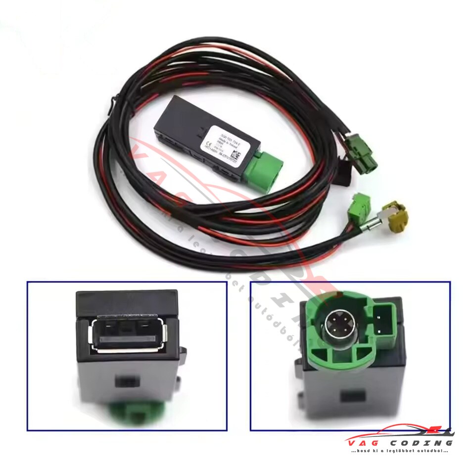 Gyári USB port Apple CarPlay / Android Auto támogatással + kábelszett – 5Q0 035 726 E